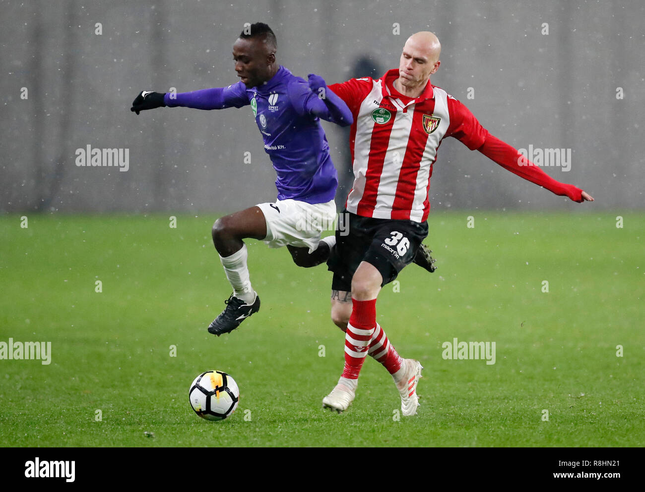 BUDAPEST, HUNGARY - JUNE 20: (l-r) Obinna Nwobodo of Ujpest FC