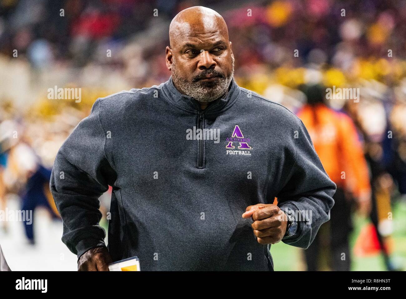 Alcorn State Braves head coach Fred McNair during the AFR Celebration Bowl  NCAA College Football game between North Carolina A&T and Alcorn State on  Saturday Dec 15, 2018 at the Mercedes-Benz Stadium