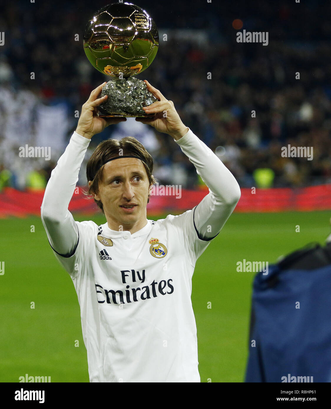 Madrid, Madrid, Spain. 15th Dec, 2018. Luka Modric (Real Madrid) seen  posing with Ballon D'or during the La Liga football match between Real  Madrid and Rayo Vallecano at the Estadio Santiago Bernabéu