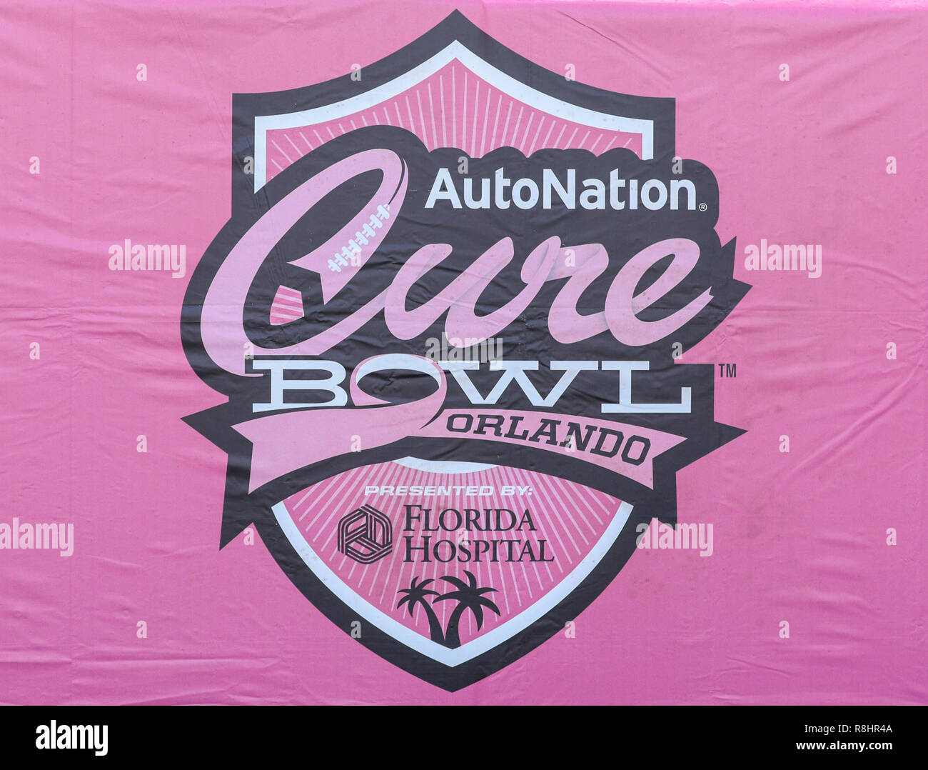 Orlando, Florida, USA. 15th Dec, 2018. The insignia for the AutoNation Cure Bowl game between the Louisiana Ragin' Cajuns and the Tulane Green Wave at Camping World Stadium in Orlando, Florida. Kyle Okita/CSM/Alamy Live News Stock Photo