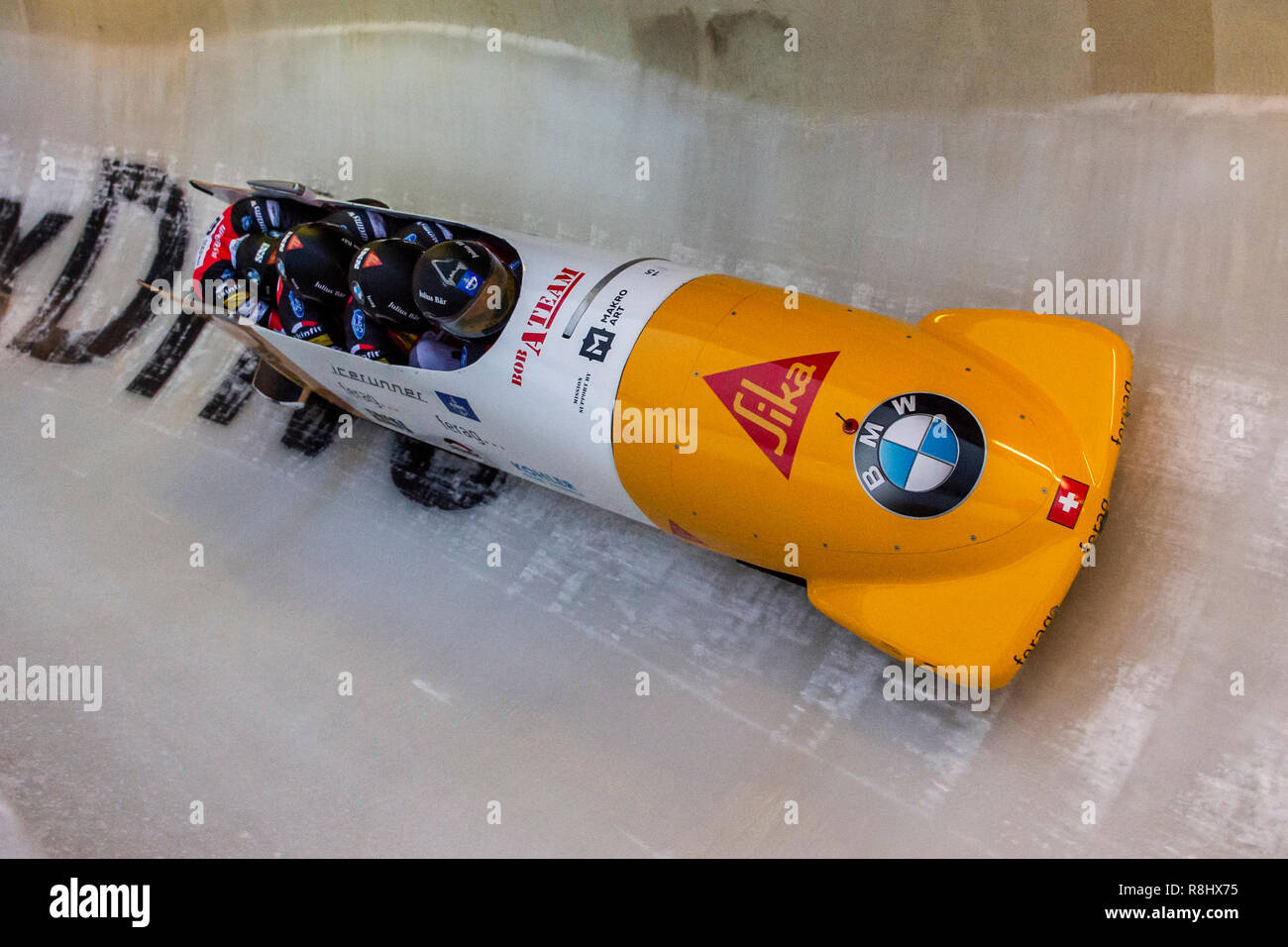 15 December 18 North Rhine Westphalia Winterberg Bobsleigh World Cup Four Man Bob 1st Run In The Veltins Ice Arena Pius Meyerhans R L Cyril Bieri Benedikt Nikpalj And Jean Jacques Keller From Switzerland Ride Their 15 December 18 North Rhine Westphalia Winterberg Bobsleigh World Cup Four Man Bob 1st Run In The Veltins Ice Arena Pius Meyerhans R L Cyril Bieri Benedikt Nikpalj And Jean Jacques Keller From Switzerland Ride Their