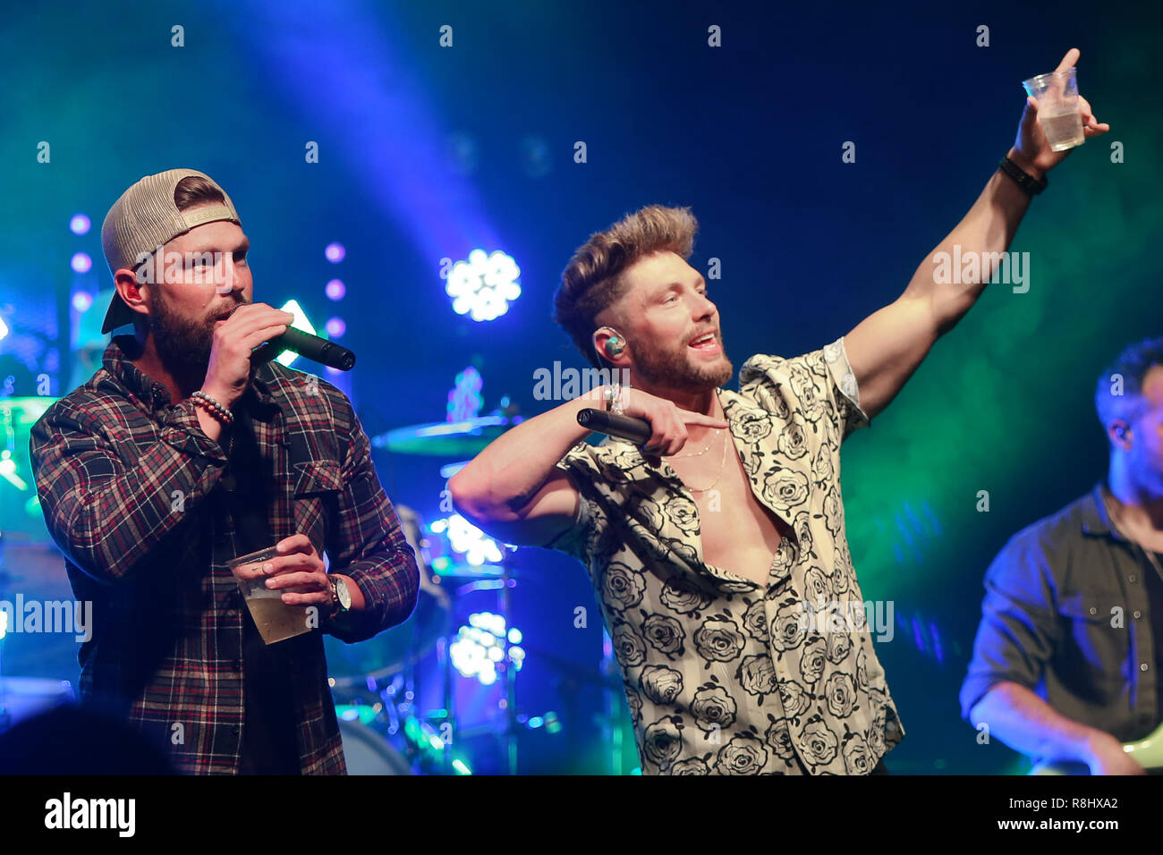NEW YORK - DEC 13: Chris Lane (R) and brother Cory Lane perform in concert at Irving Plaza on December 13, 2018 in New York City Stock Photo