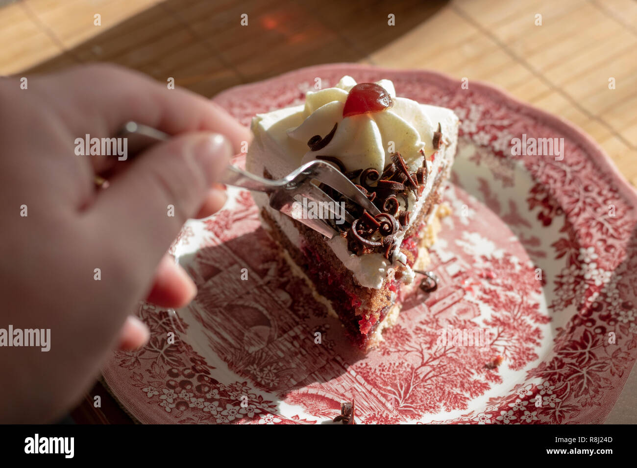 Black Forest, a traditional German cake with cherry liqueur Stock Photo Alamy