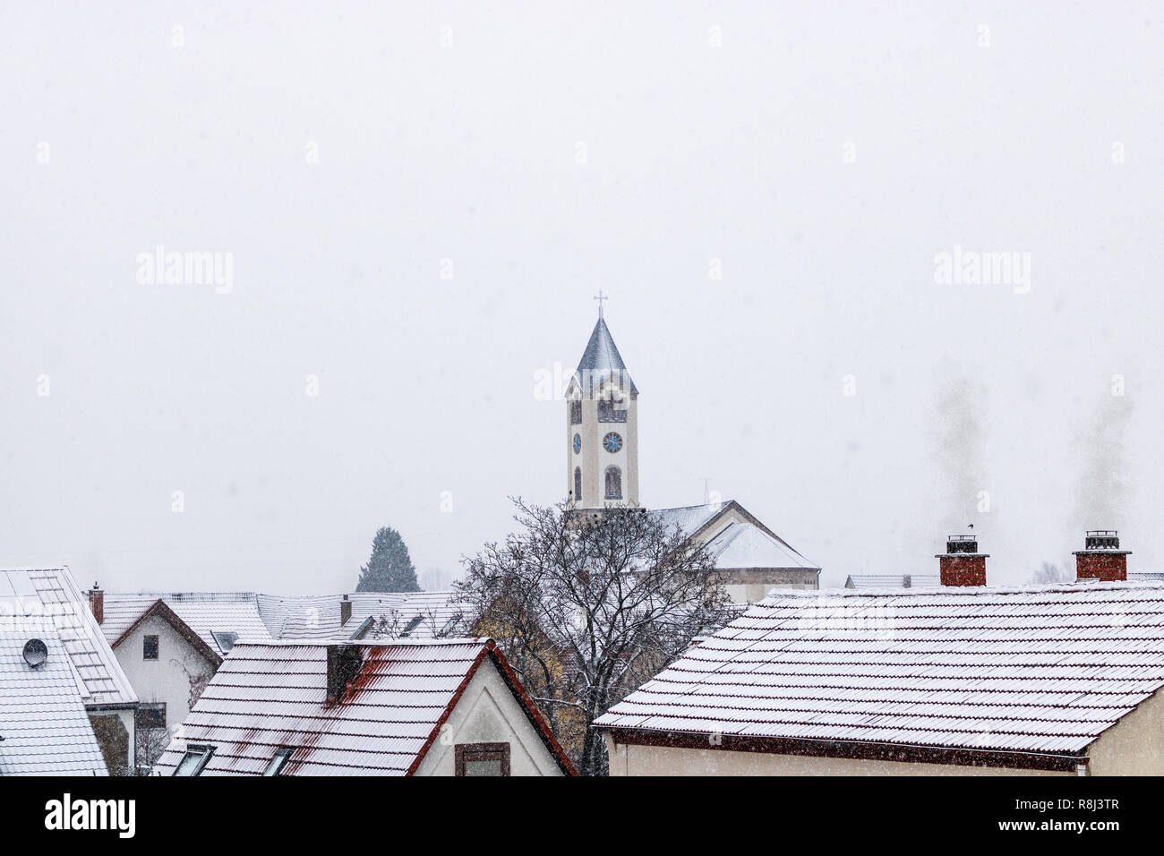 Church in Frankenthal Germany with Snow Stock Photo Alamy