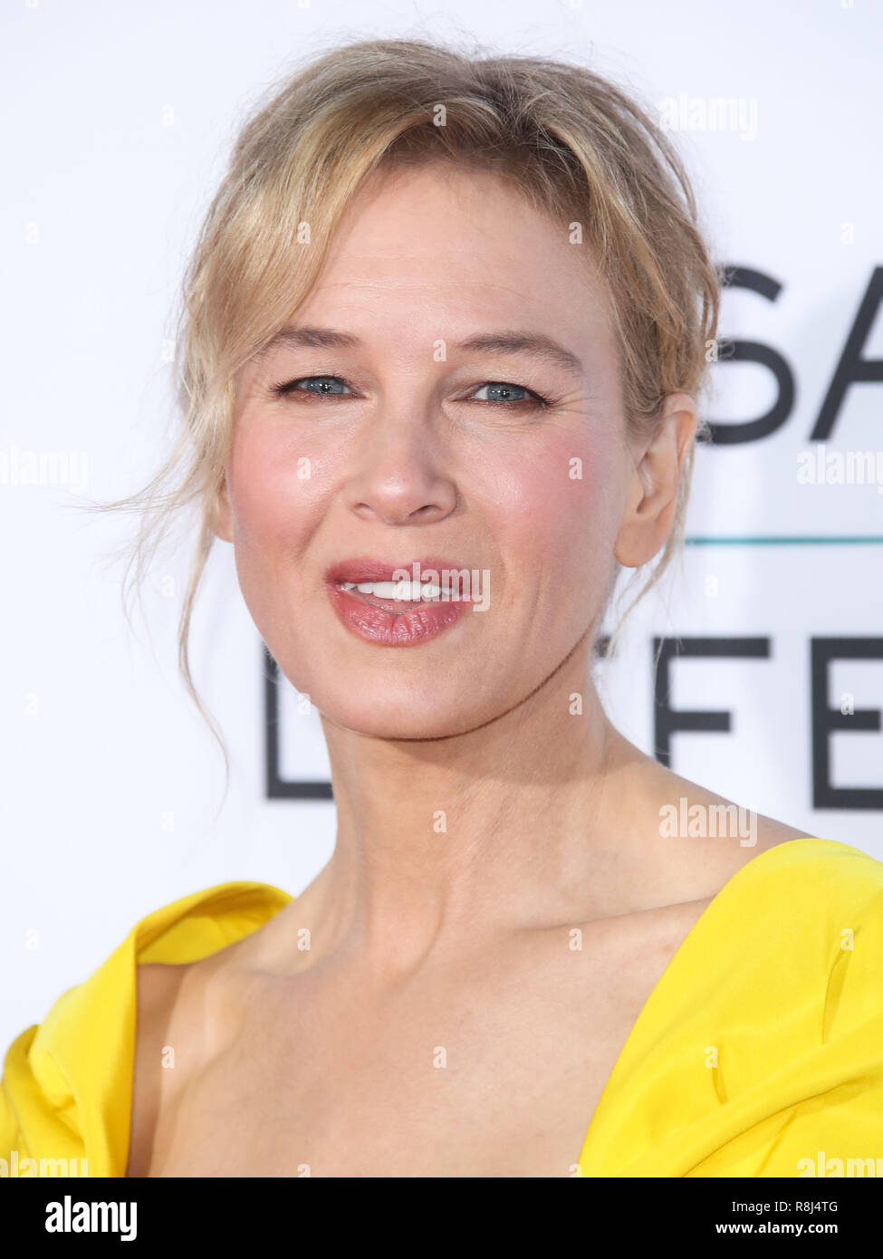 WESTWOOD, LOS ANGELES, CA, USA - OCTOBER 12: Actress Renee Zellweger wearing a Carolina Herrera dress arrives at the Los Angeles Premiere Of Paramount Pictures And Pure Flix Entertainment's 'Same Kind Of Different As Me' held at Westwood Village Theatre on October 12, 2017 in Westwood, Los Angeles, California, United States. (Photo by Xavier Collin/Image Press Agency) Stock Photo