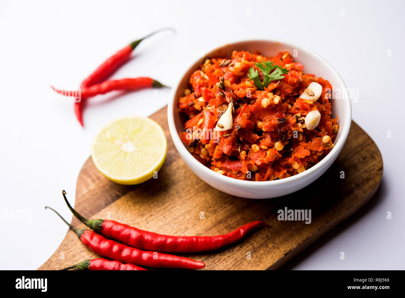 Hot and spicy Hot chilli chutney using lal mirch, cumin seeds, lemon