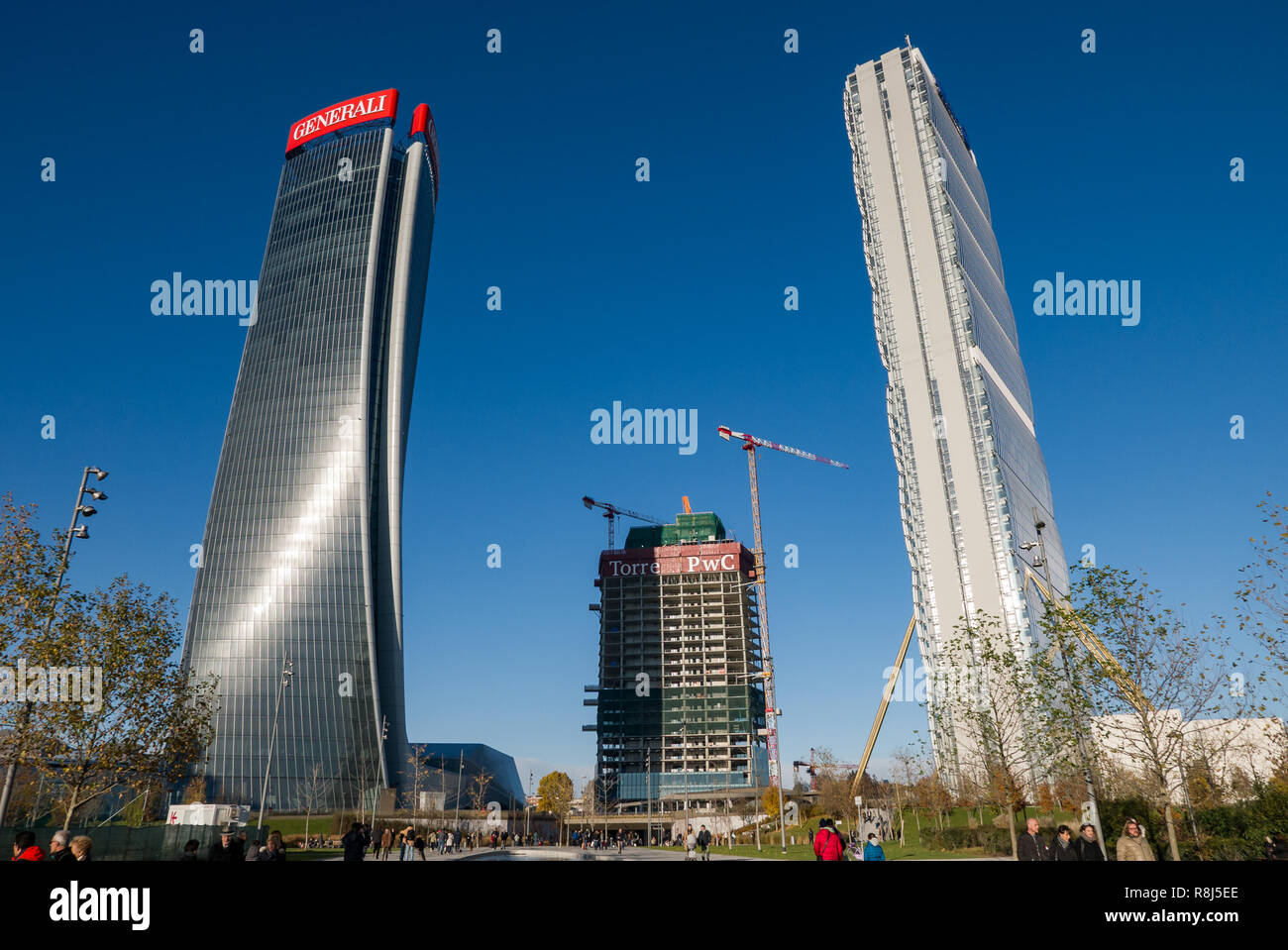 MILAN, ITALY, December 09, 2018 "City Life" complex in 3 Torri Milan
