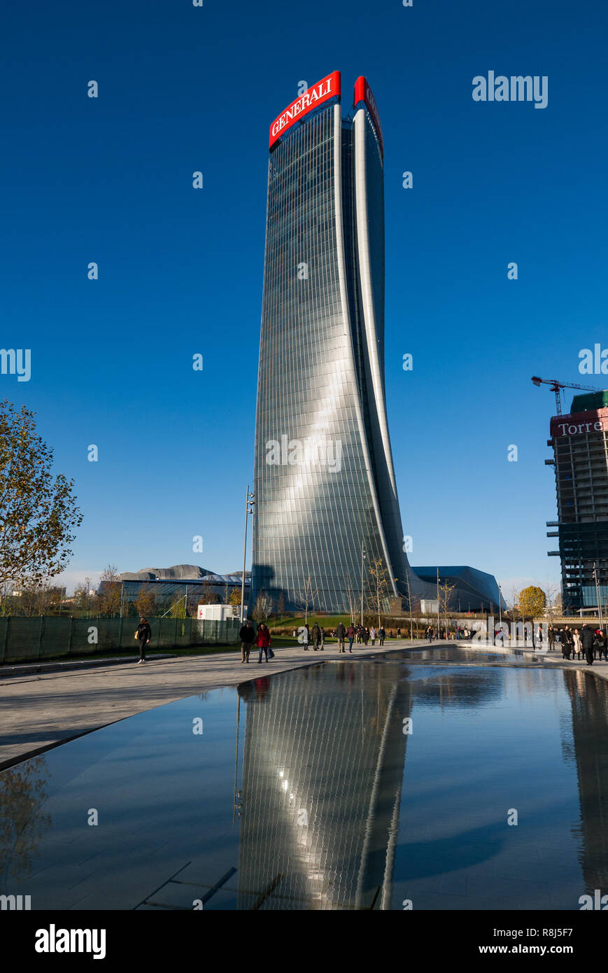 MILAN, ITALY, December 09, 2018 - 'City Life' complex in 3 Torri Milan place, modern buildings and condos. Stock Photo