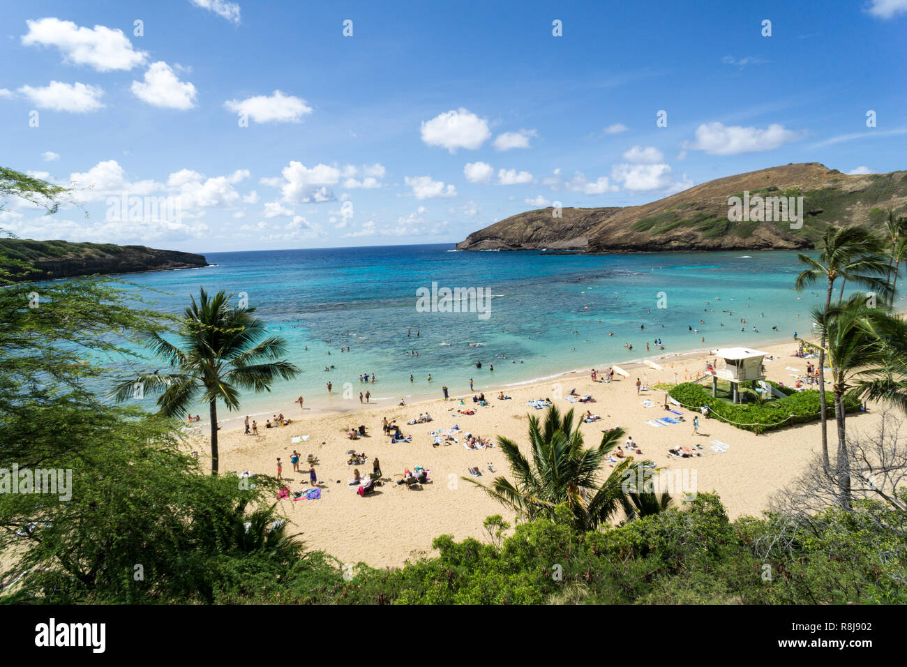 Hanauma Bay, Oahu Hawaii, Popular Oahu Beach near Honolulu Stock Photo