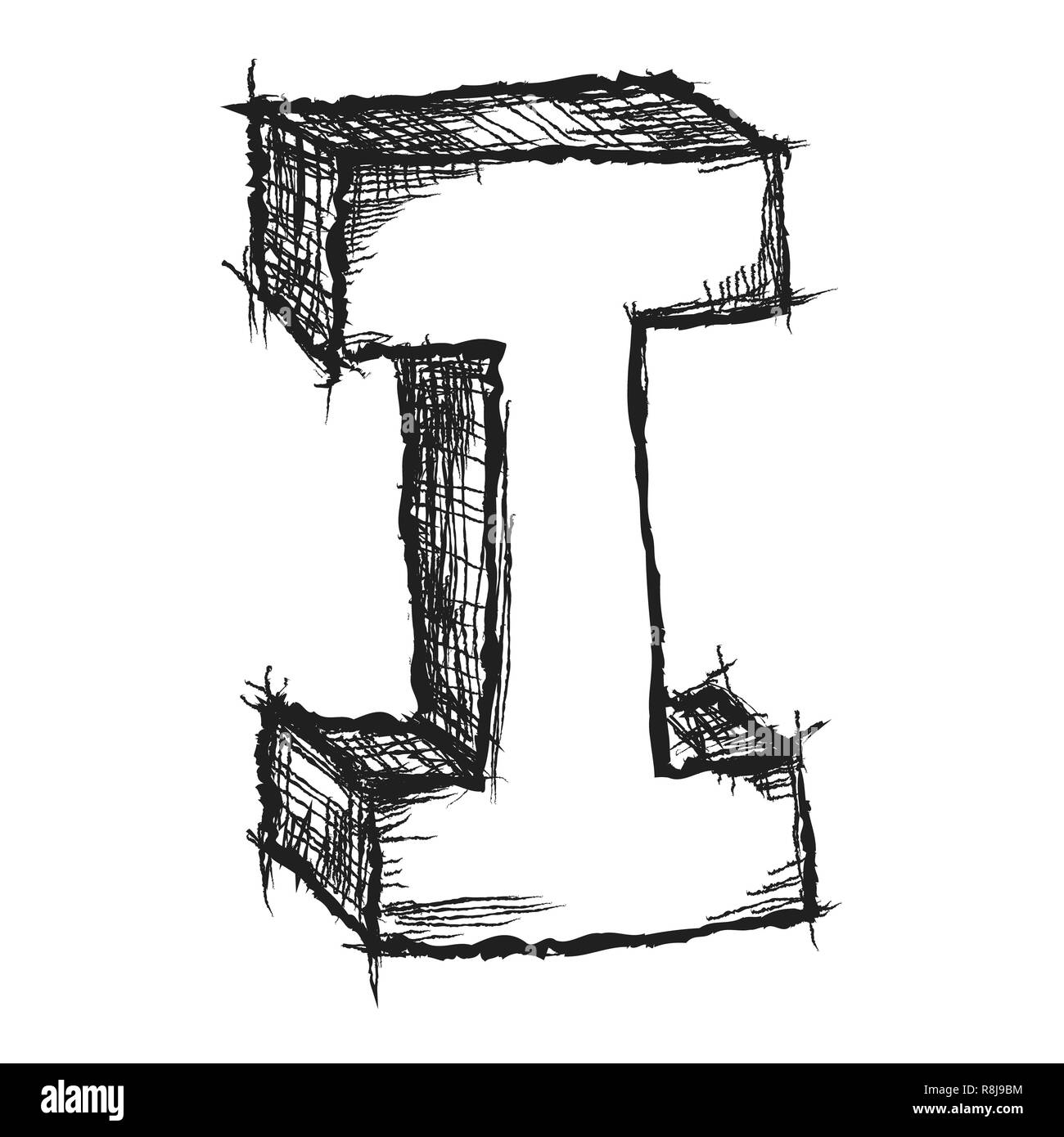 Sketchy hand drawn letter I isolated on white Stock Photo - Alamy