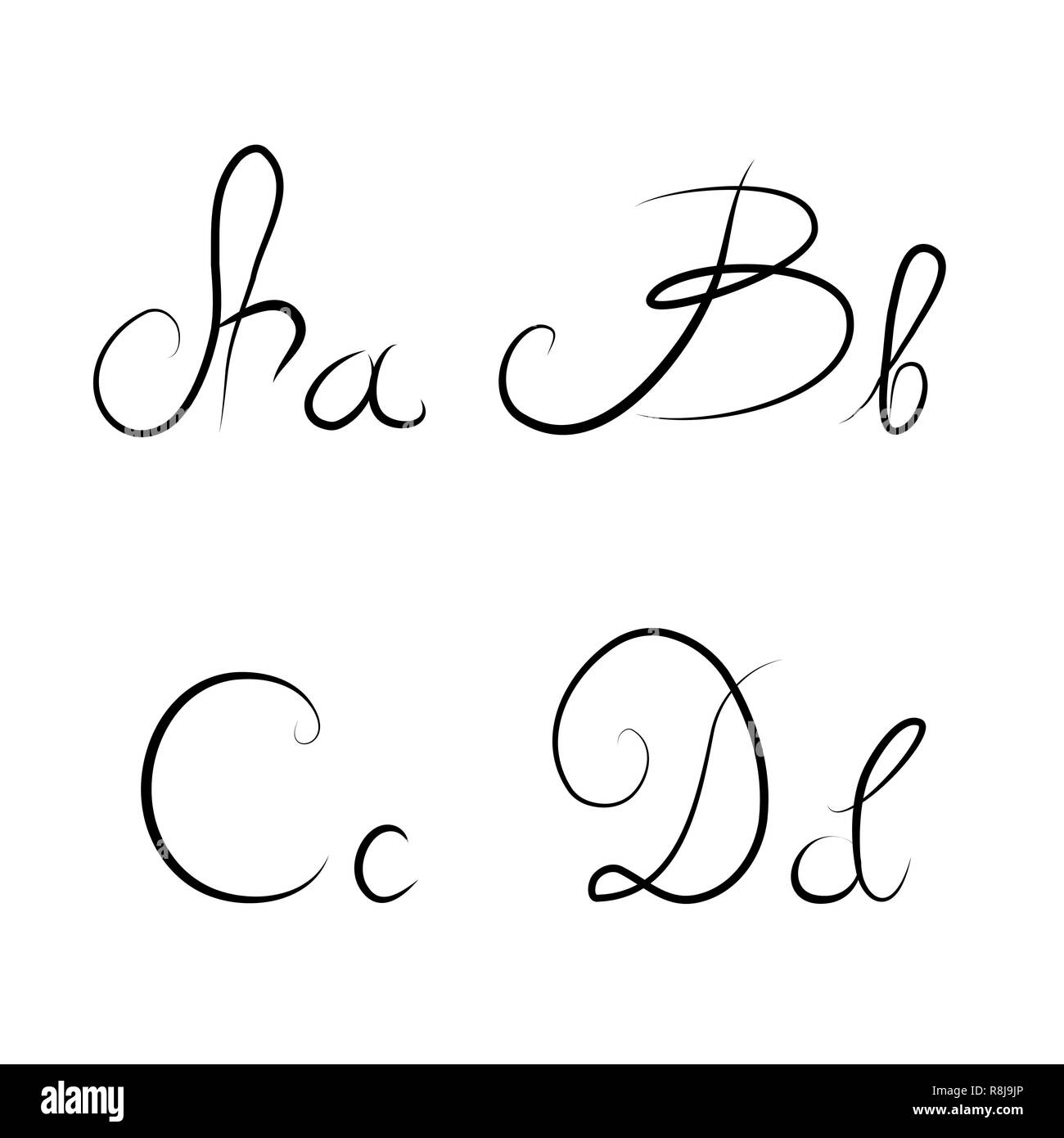 Hand Drawn Calligraphic Letters A B C D Isolated Stock Photo Alamy hand-drawn-calligraphic-letters-a-b-c-d-isolated-stock-photo-alamy
