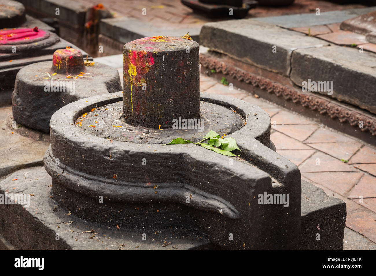 Sacred Shiva Lingam at Hindu Pashupatinath Temple in Kathmandu, Nepal Stock Photo