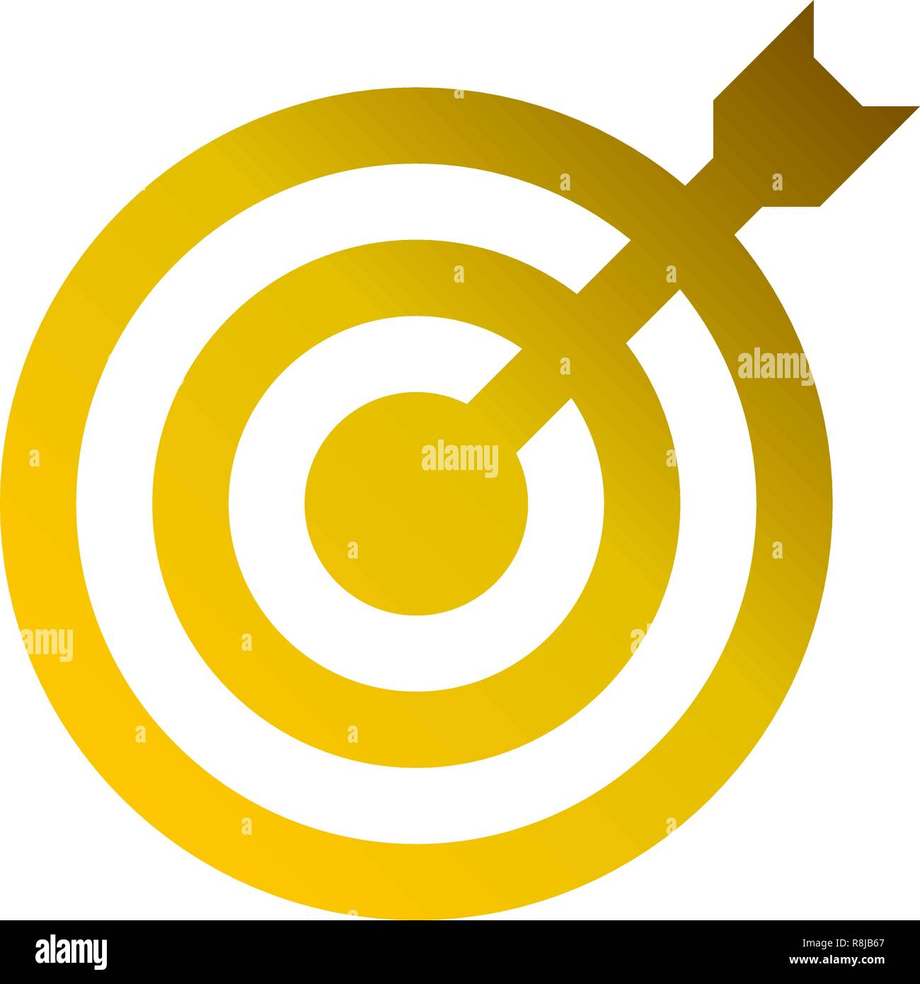 Target sign - golden gradient transparent with dart, isolated - vector illustration Stock Vector