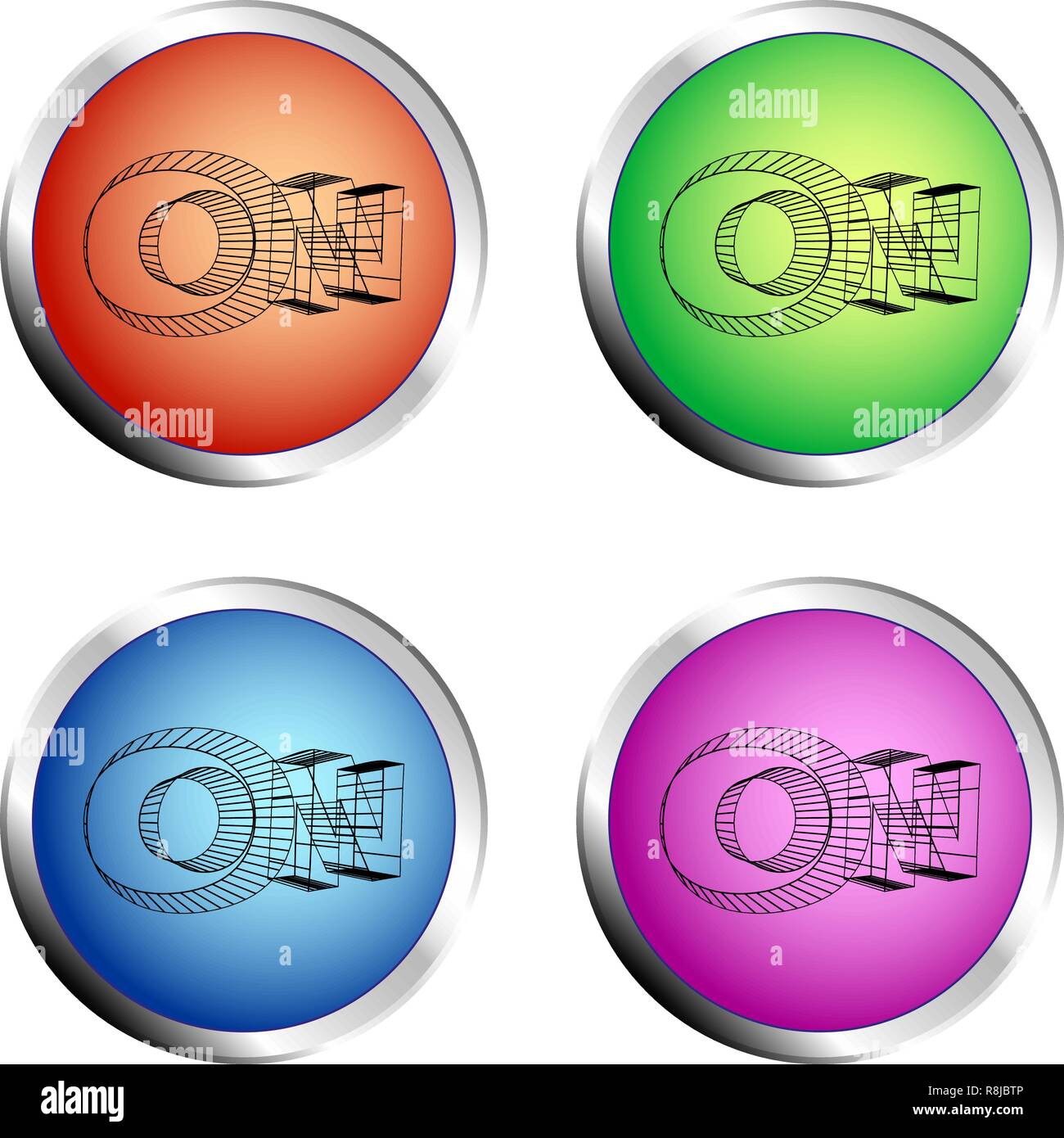 ON colored circle push button Set - Vector Stock Vector