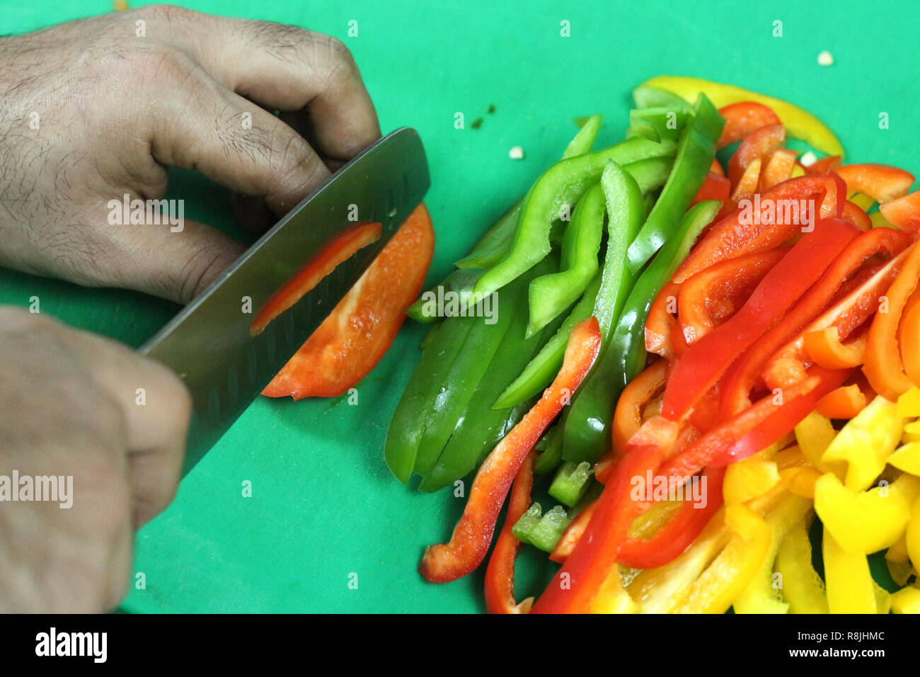 vegetable cutting on a green board Stock Photo Alamy