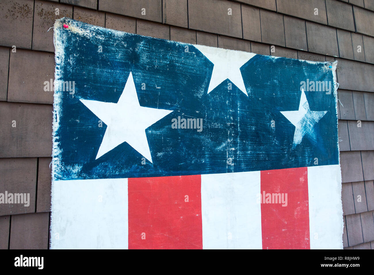 pix Blue And White Flag With Three Red Stars https www alamy com red white blue flag with three stars pined to an outsited wood wall american holiday july fourth image229061205 html