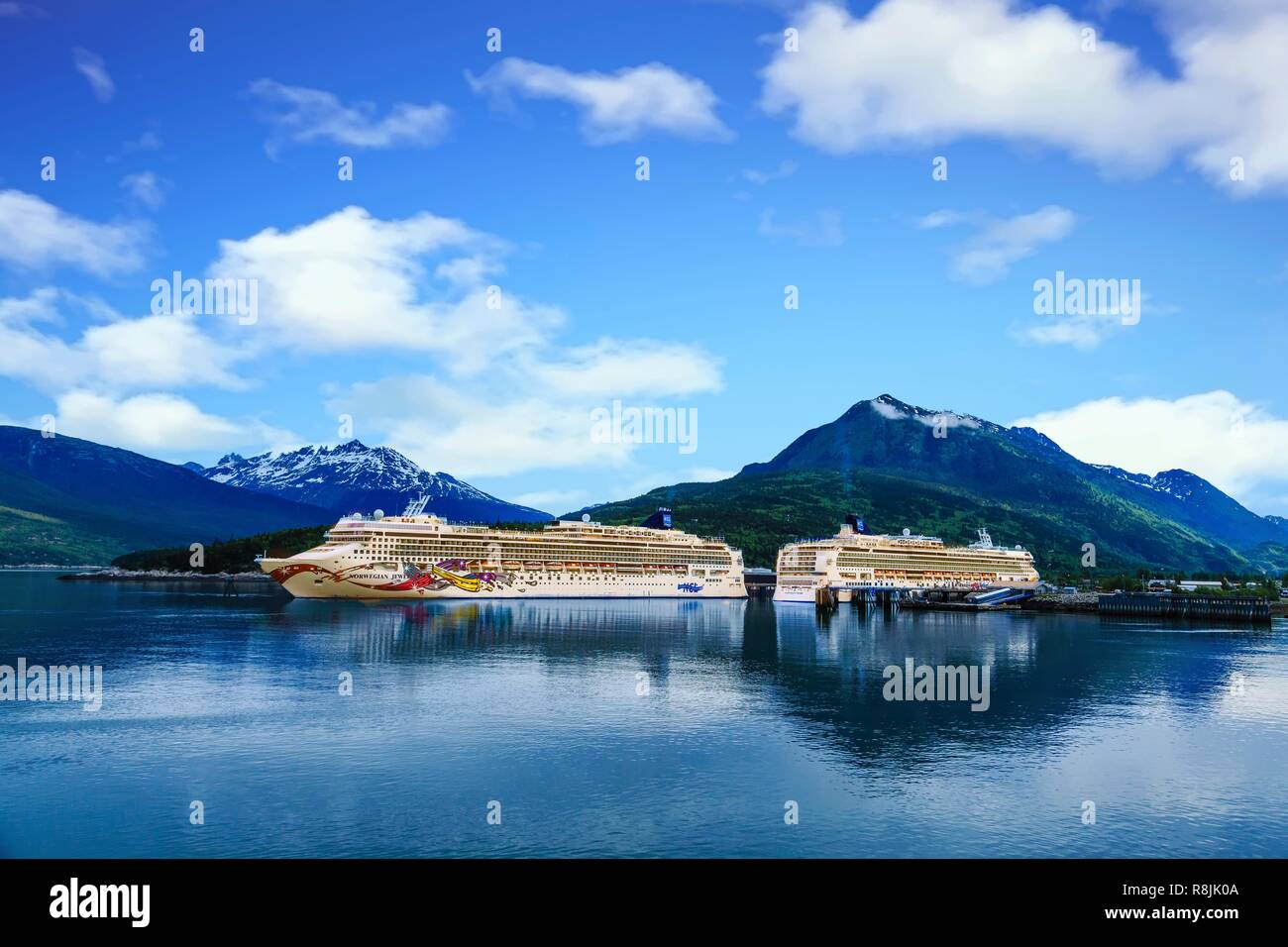 Cruise Ships in Blue Bay Stock Photo