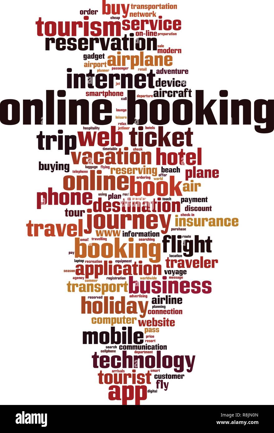 Online booking word cloud concept. Vector illustration Stock Vector