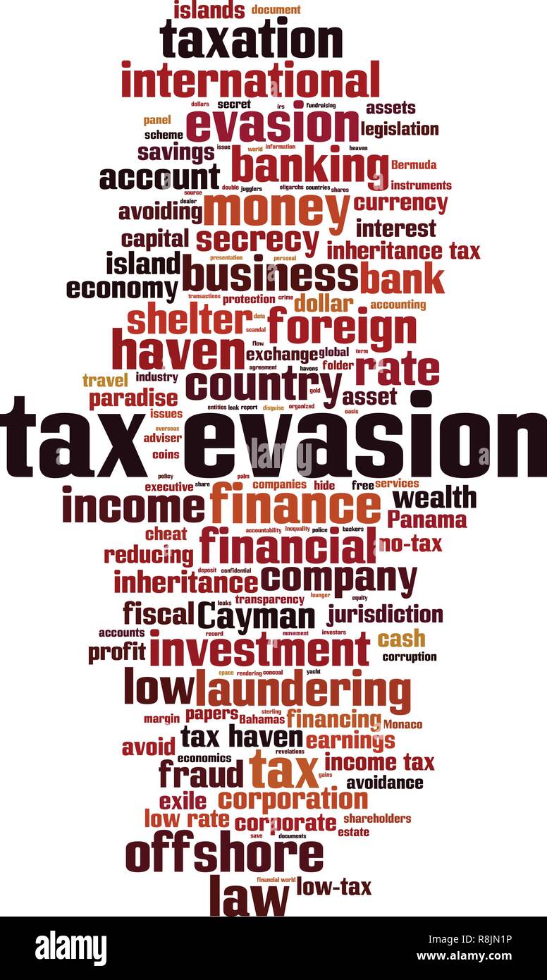 Tax evasion word cloud concept. Vector illustration Stock Vector Image