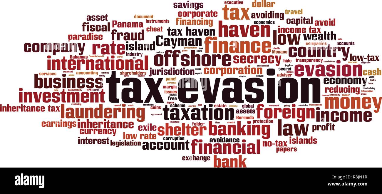 Tax evasion word cloud concept. Vector illustration Stock Vector Image
