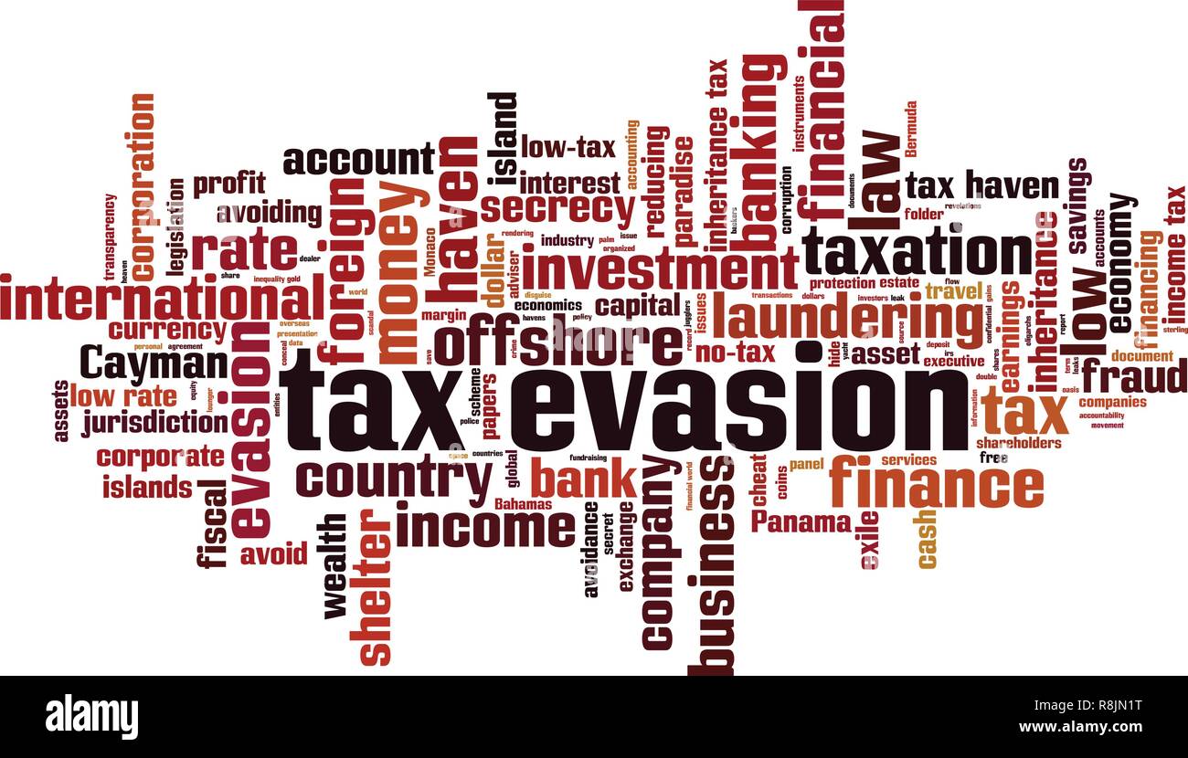 Tax evasion word cloud concept. Vector illustration Stock Vector Image