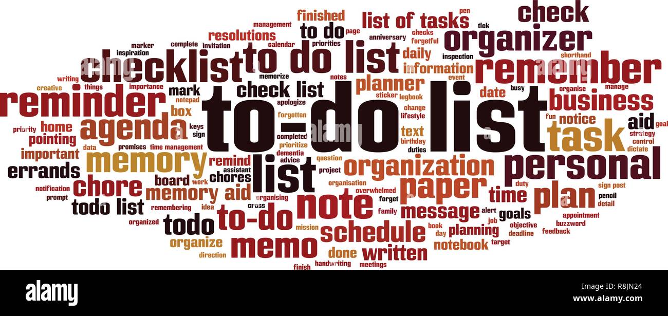 to-do list word cloud concept. Vector illustration Stock Vector
