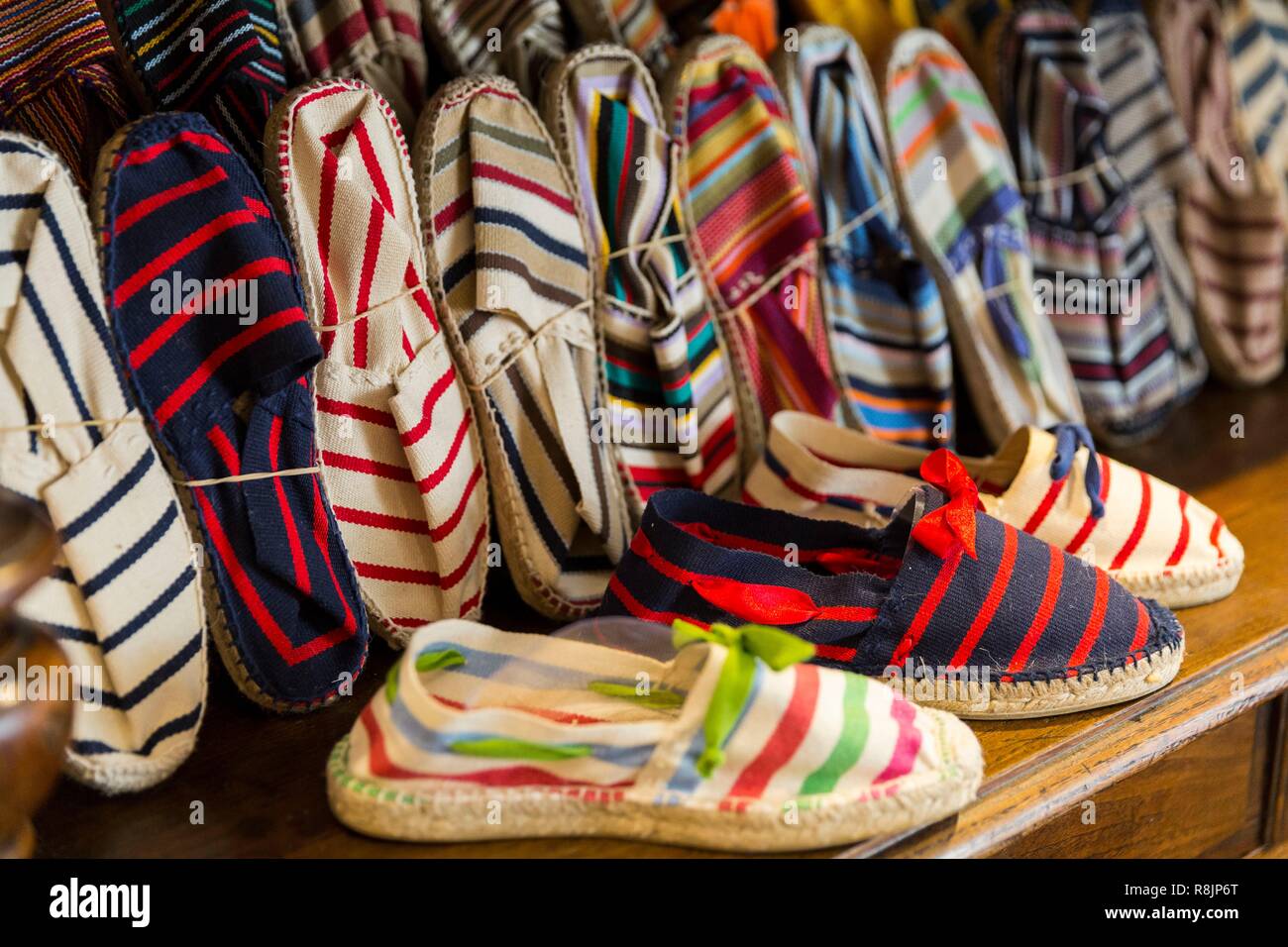 France, Pyrenees Atlantiques, Bask country, Biarritz, Basque espadrille  shop Les Sandales d'Eugenie Stock Photo - Alamy