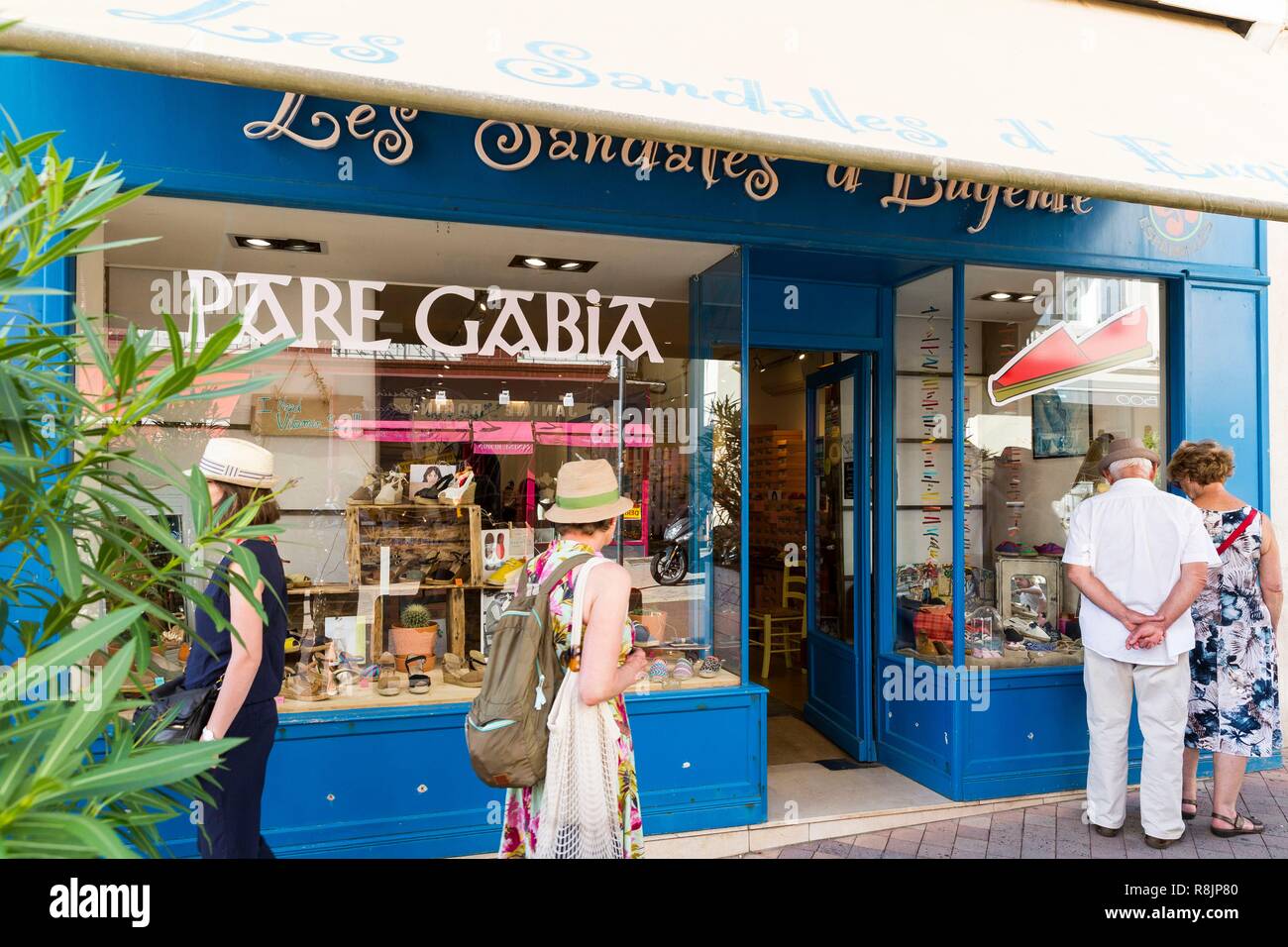 France, Pyrenees Atlantiques, Bask country, Biarritz, Basque espadrille  shop Les Sandales d'Eugenie Stock Photo - Alamy