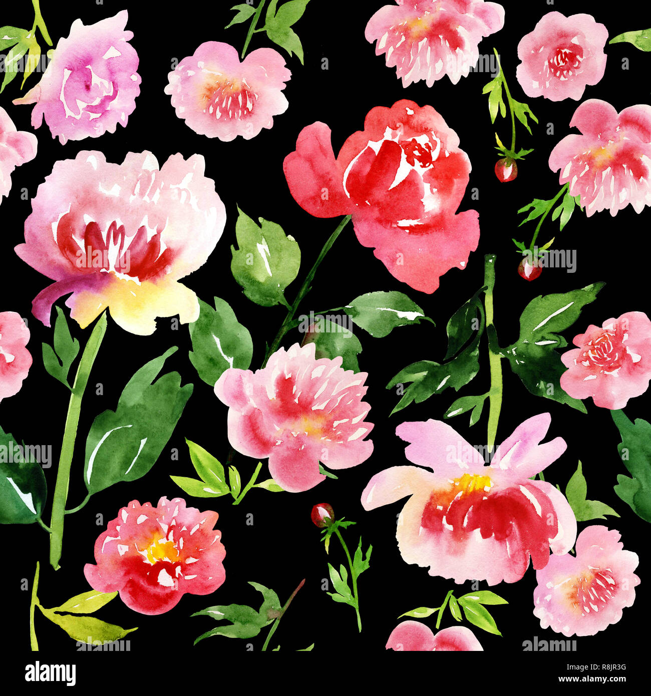 lijst Uitputting Aarde Shabby chic English rose. Seamless watercolor pattern Stock Photo - Alamy