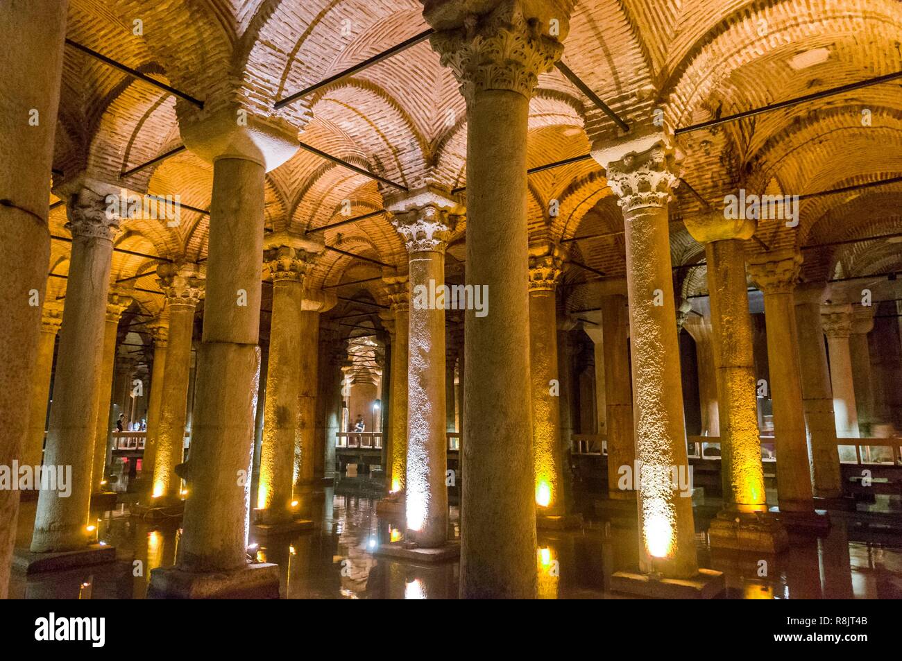 Turkey, Istanbul, historical centre listed as World Heritage by UNESCO, Sultanahmet District, Yerebatan Sarayi Cistern, ancient cistern lying beneath the ground built by Byzantine Emperor Justinian Stock Photo