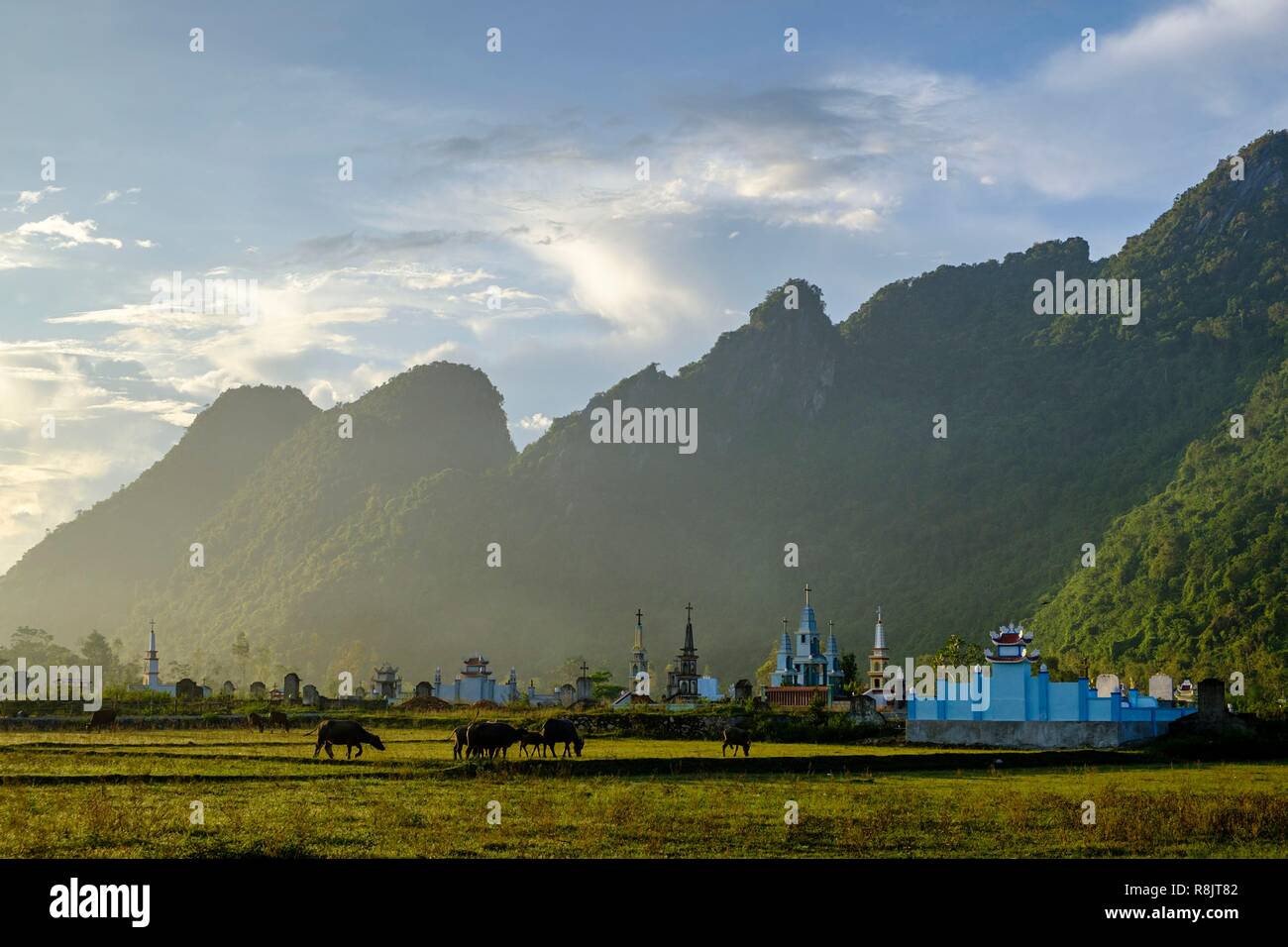 Vietnam, Quang Binh province, National park of Phong Nha-Ke Bang listed as World Heritage by UNESCO, farmers Stock Photo