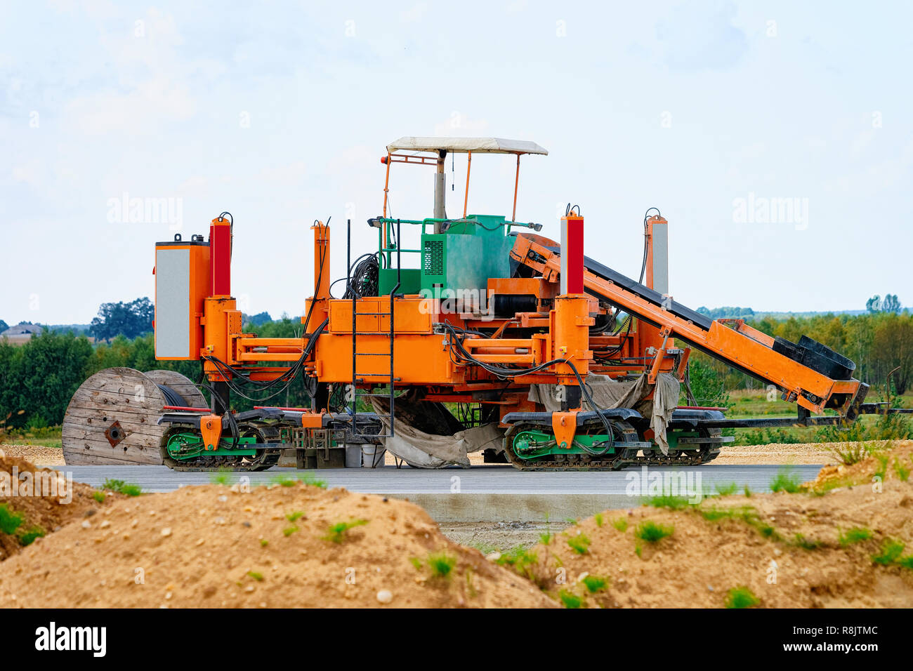 Road milling machine on the highway road in Poland Stock Photo Alamy