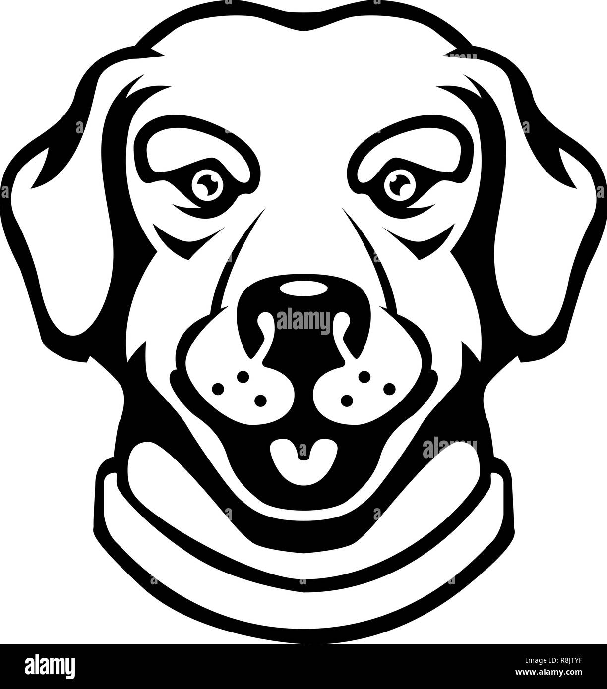 Labrador head illustration in engraving style. Design element for logo ...