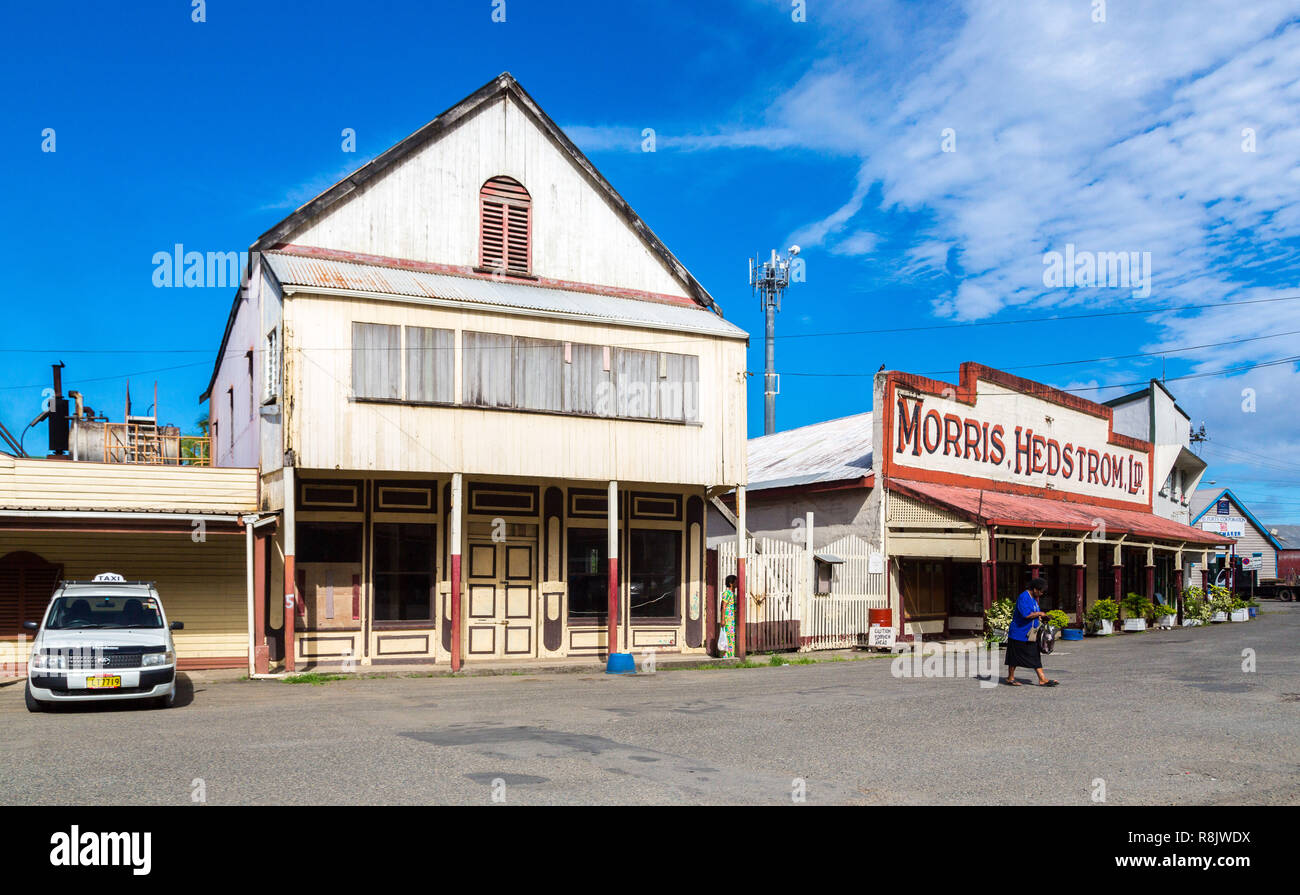 Levuka, Fiji - Jan 9 2015: Colourful vibrant street of old colonial capital of Fiji - Levuka town, Ovalau island, Lomaiviti archipelago, Fiji, Melanes Stock Photo