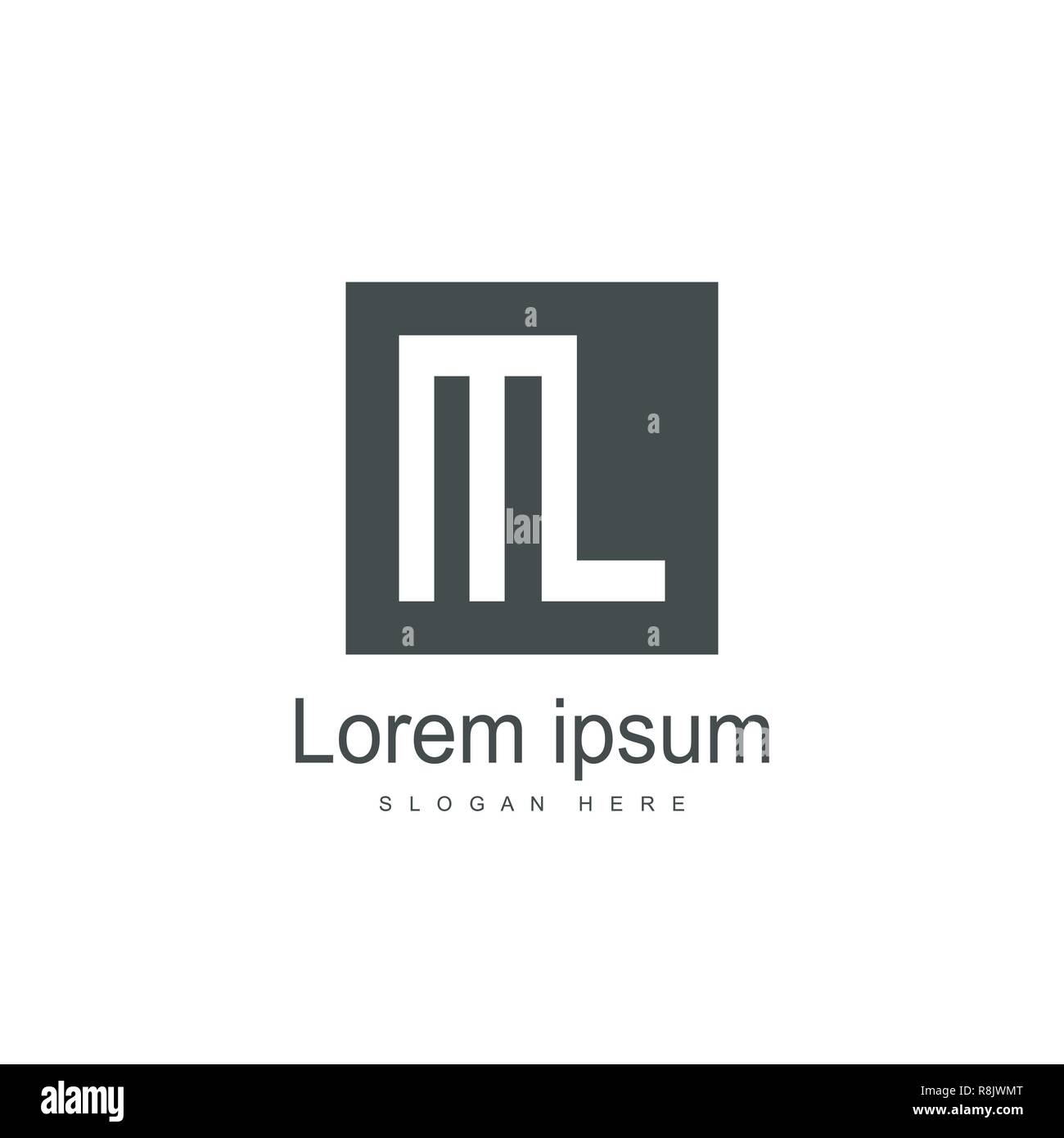 Initial Letter ML Logo template design. Minimalist letter logo vector design Stock Vector