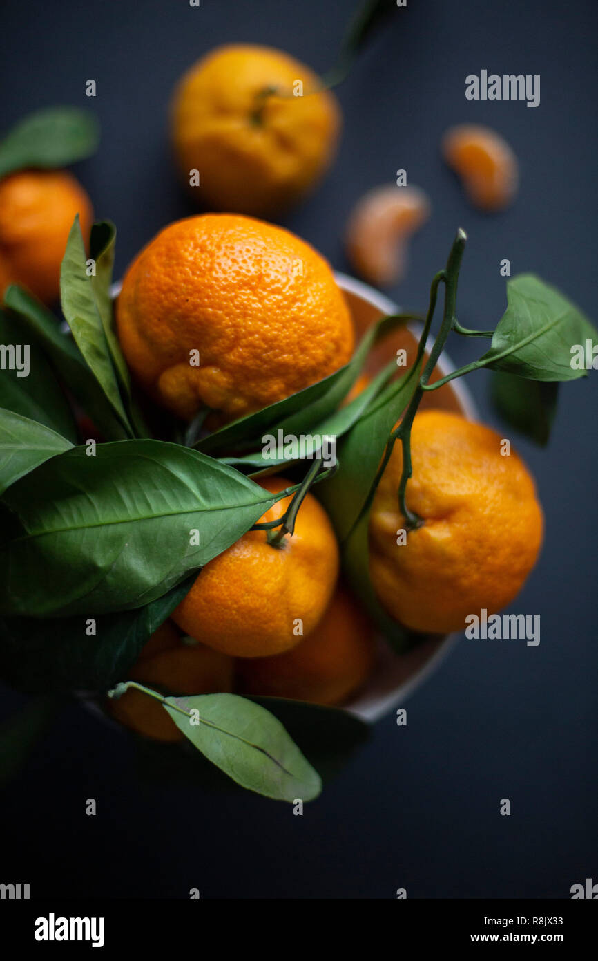 a bowl of tangerines Stock Photo