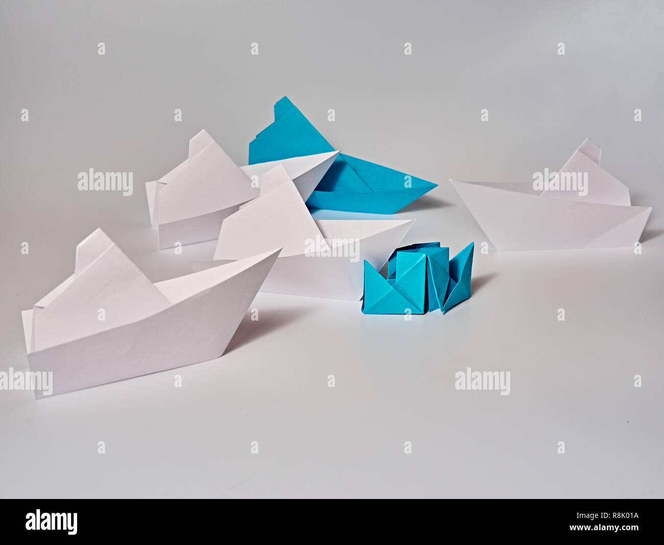 Military and naval forces aggression, attack on a ship, vessel seizure layout , free space, copy space. Stock Photo