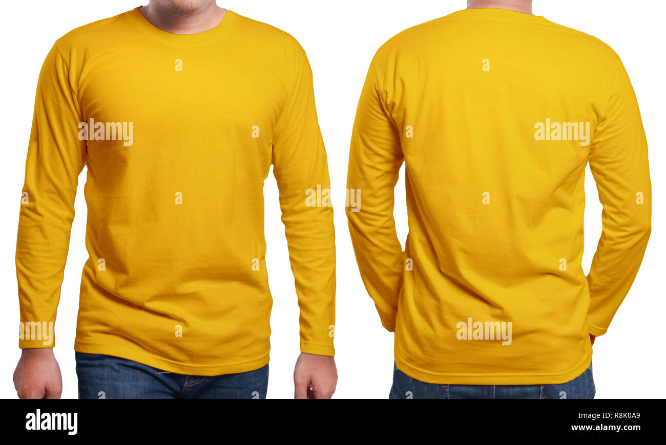 Download Orange long sleeved t-shirt mock up, front and back view ...