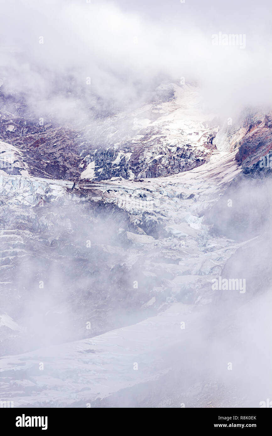 layers of white and purple texture created by glaciers and stone Stock Photo