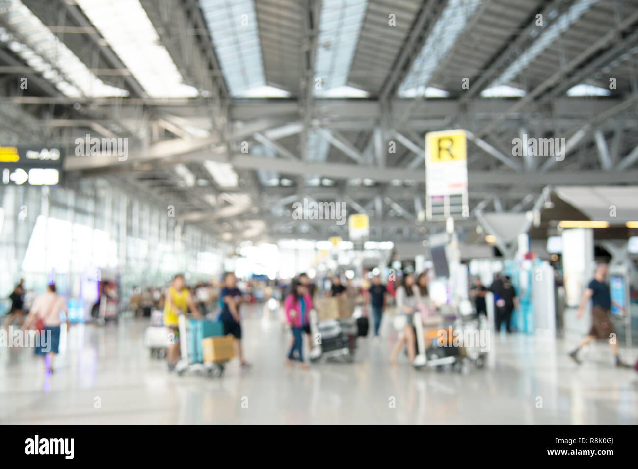 blurred passenger walking to gate way at Donmuang Airport:Thailand ...