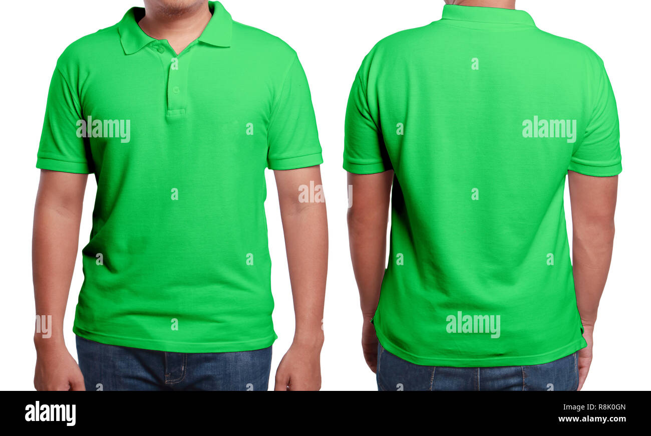 Green Polo T Shirt Mock Up Front And Back View Isolated Male Model Wear Plain Green Shirt Mockup Polo Shirt Design Template Blank Tees For Print Stock Photo Alamy