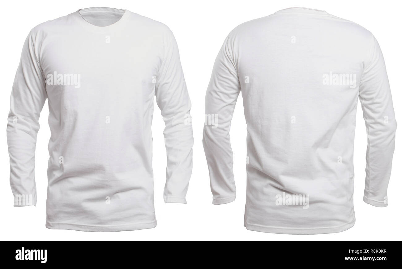 Blank long sleve shirt mock up template, front and back view, isolated