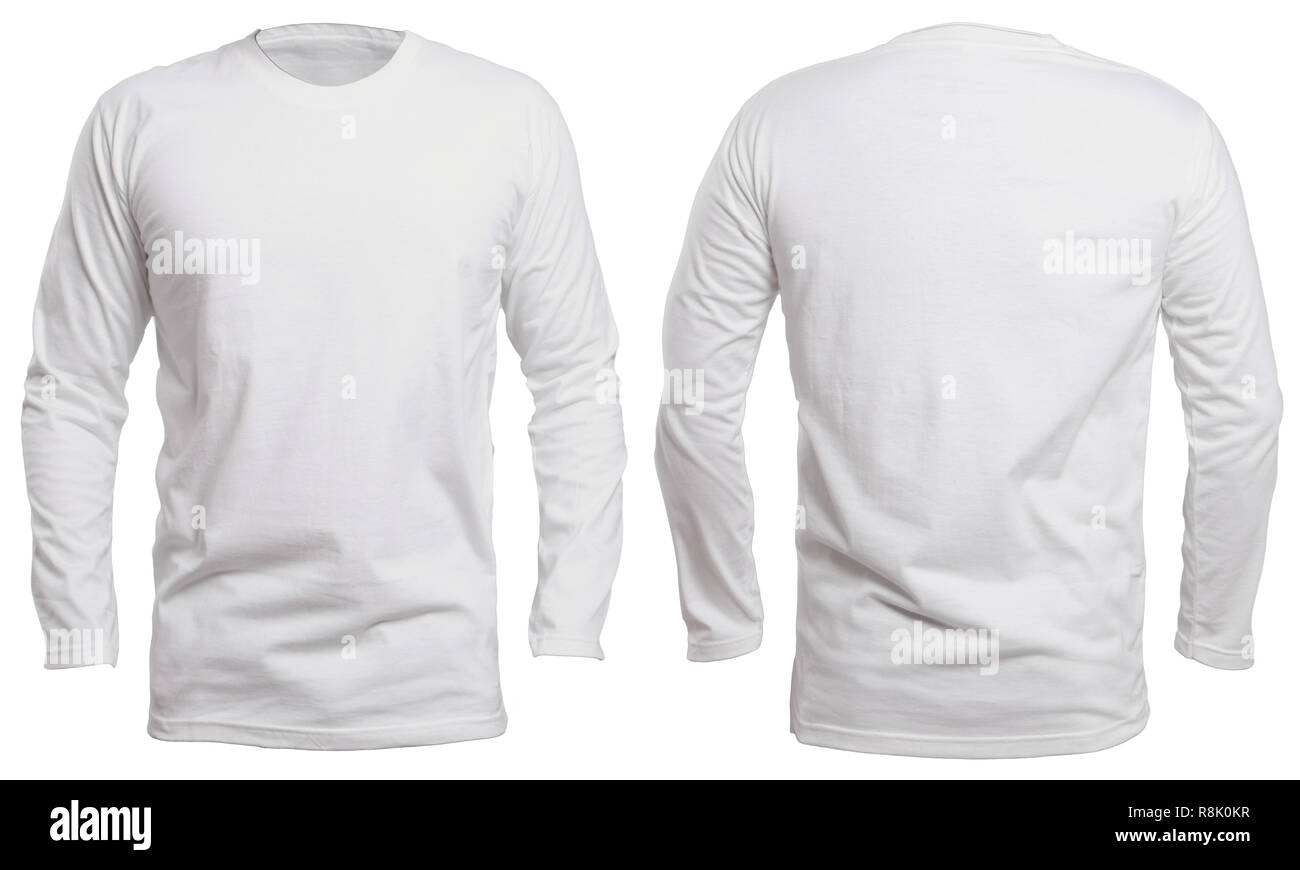 Blank Long Sleve Shirt Mock Up Template Front And Back View Isolated 