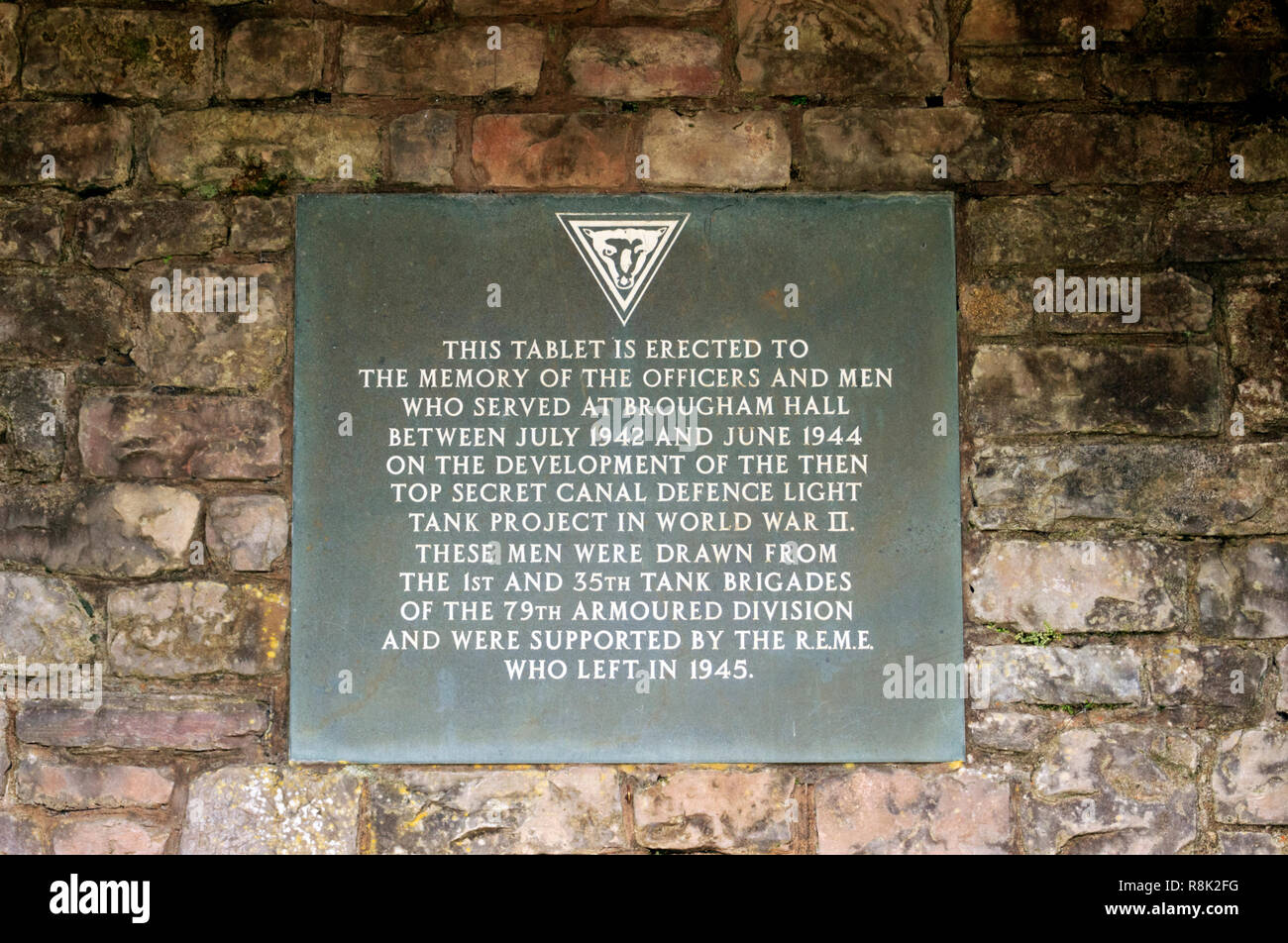 Canal Defence Light Tank Project Tablet, Brougham Hall Stock Photo