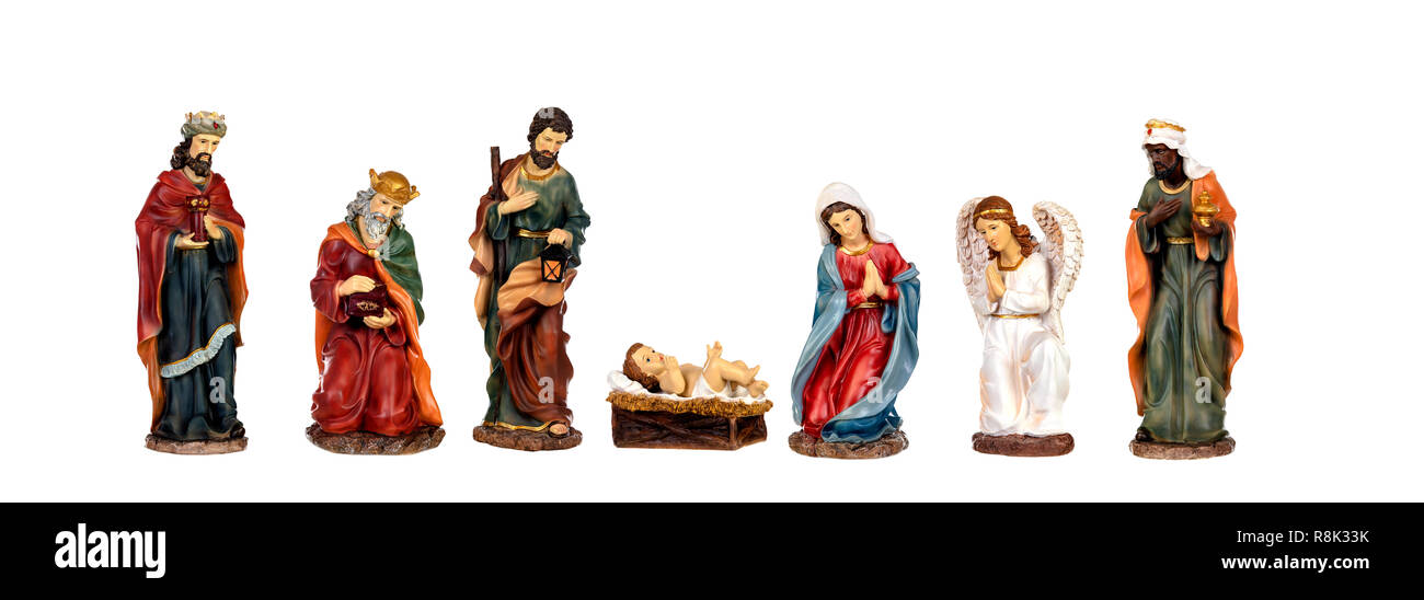 Image figures for the Nativity Portal isolated on a white background Stock Photo