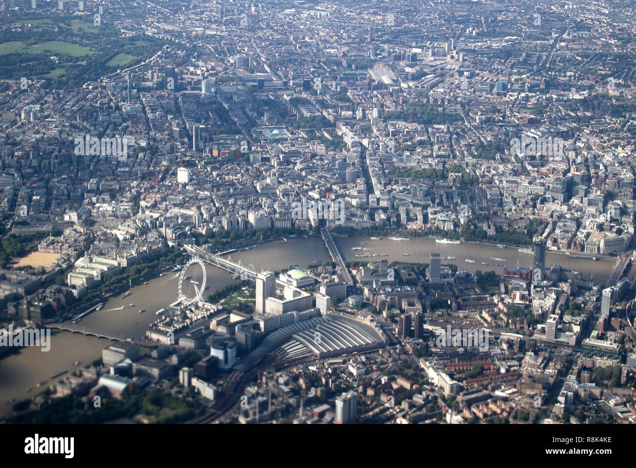 Aerial view of London featuring the London Eye and the River Thames Stock Photo