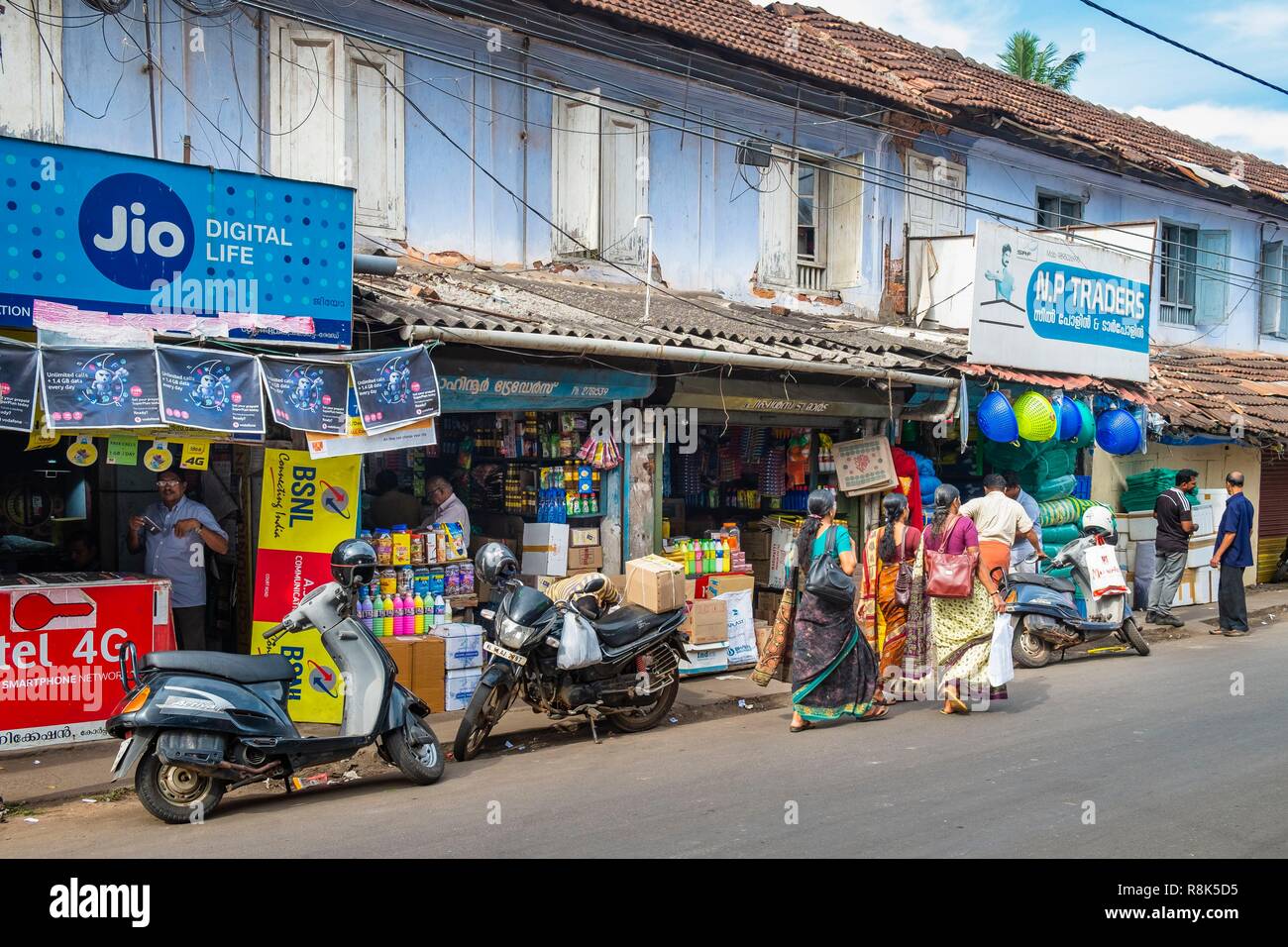 India, state of Kerala, Kozhikode or Calicut, surroundings of the central market Stock Photo