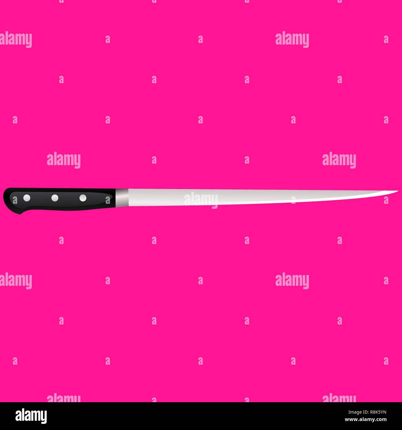 Kitchen knife on a colored background. Vector illustration in 3d style Stock Vector