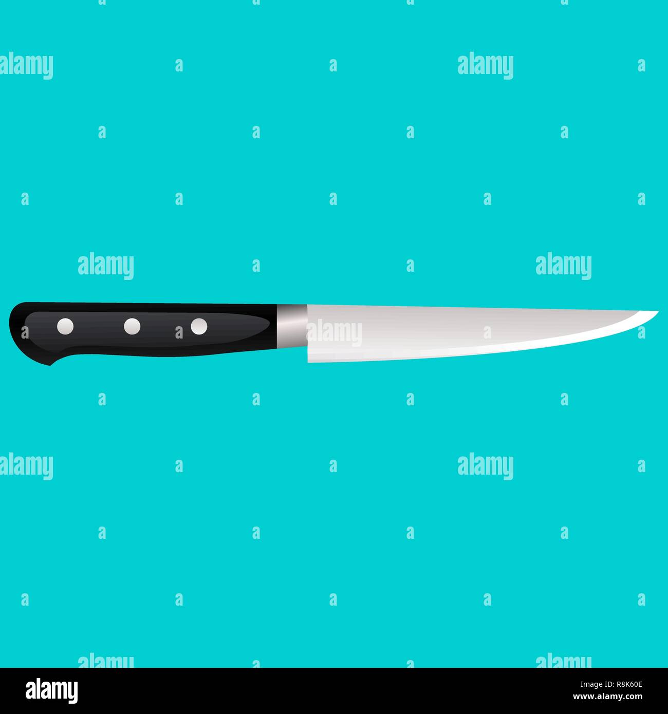 Kitchen knife on a colored background. Vector illustration in 3d style Stock Vector