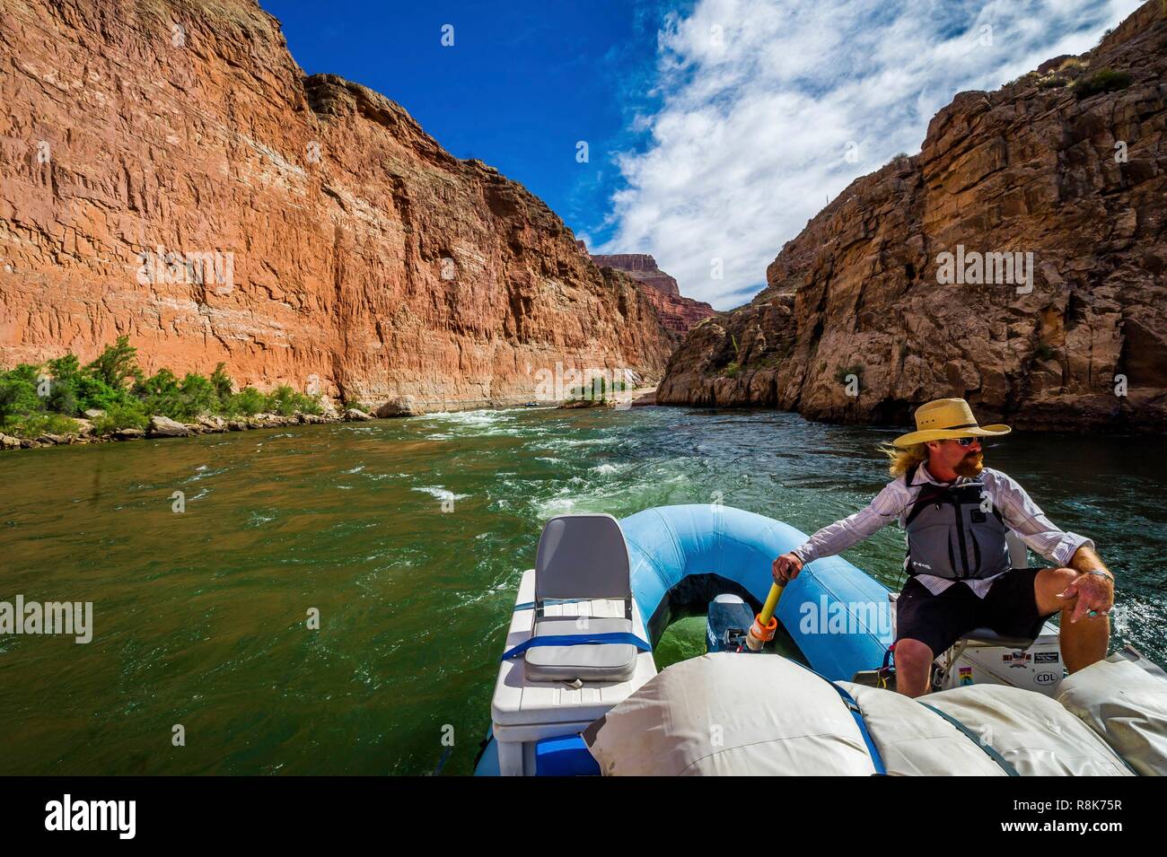United States, Arizona, Grand Canyon National Park, rafting down the Colorado river between Lee's Ferry near Page and Phantom Ranch, Vermillion Cliffs Stock Photo
